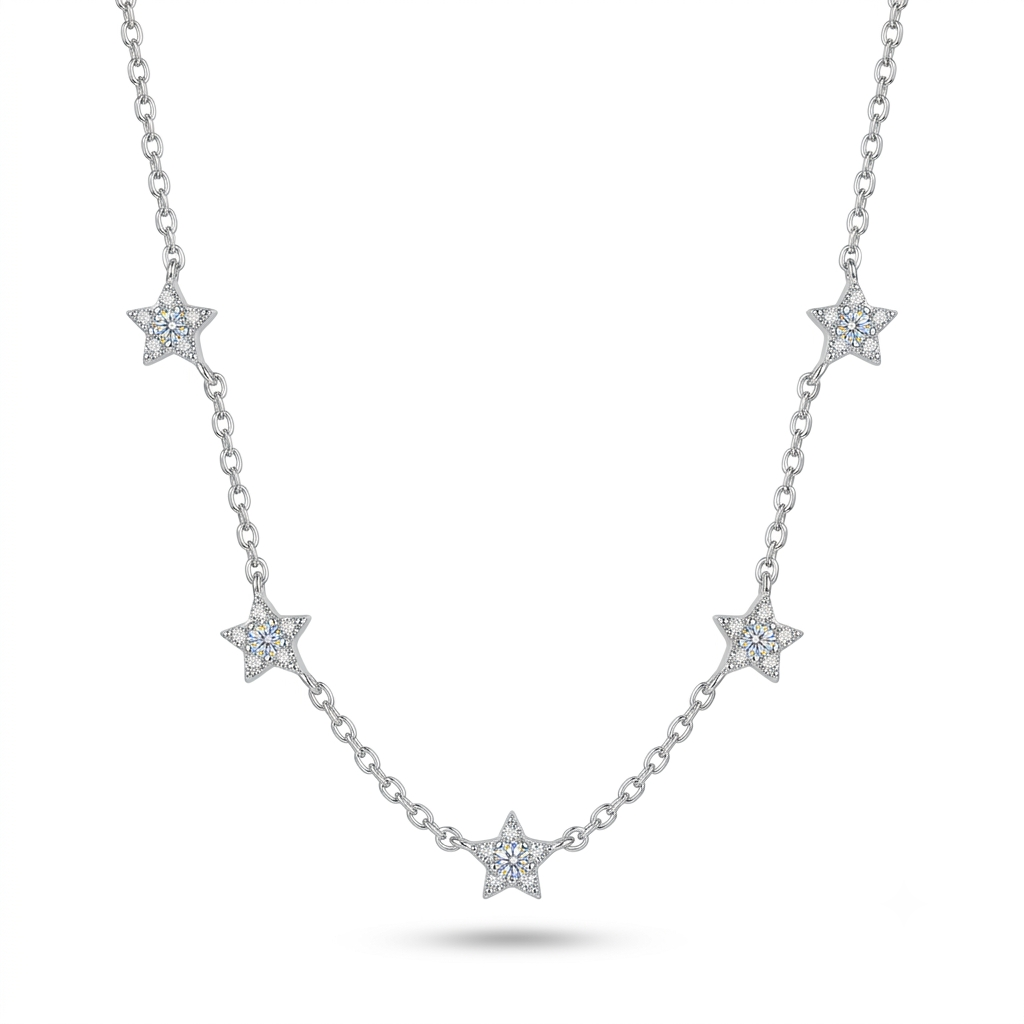 925 Sterling Silver Star Link Necklace for Women | TOSHINI