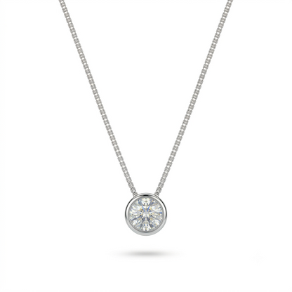 925 Sterling Silver Round Solitaire Pendant Necklace for Women | TOSHINI