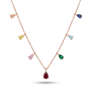 925 Silver Multicolour Gemstone Drop Necklace for Women | TOSHINI
