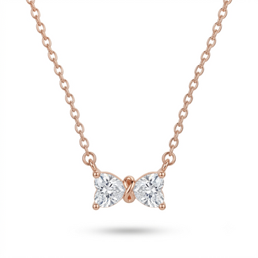 925 Sterling Silver Bow Necklace with Clear CZ for Women | TOSHINI
