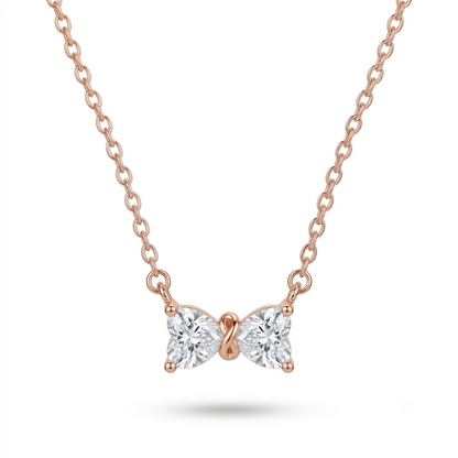 925 Sterling Silver Bow Necklace with Clear CZ for Women | TOSHINI