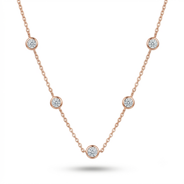 925 Sterling Silver CZ Station Necklace for Women | TOSHINI