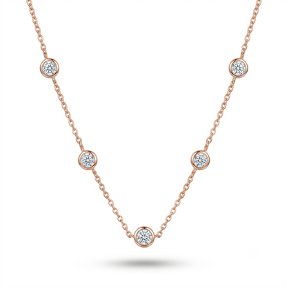925 Sterling Silver CZ Station Necklace for Women | TOSHINI
