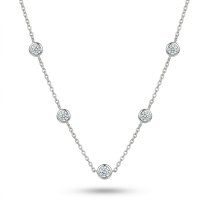 925 Sterling Silver CZ Station Necklace for Women | TOSHINI