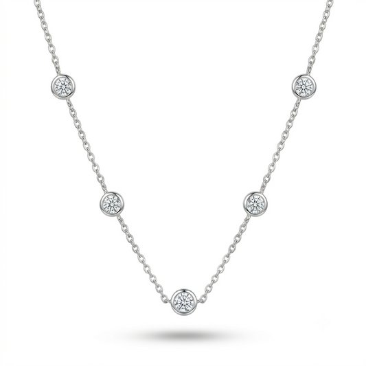 925 Sterling Silver CZ Station Necklace for Women | TOSHINI