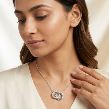 925 Sterling Silver Interlocking Circle Pendant Necklace for Women | TOSHINI