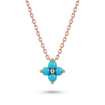 925 Sterling Silver Turquoise Floral Pendant Necklace for Women | TOSHINI