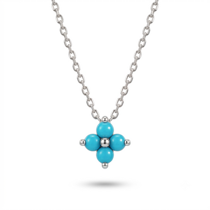 925 Sterling Silver Turquoise Floral Pendant Necklace for Women | TOSHINI