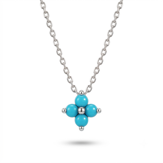 925 Sterling Silver Turquoise Floral Pendant Necklace for Women | TOSHINI