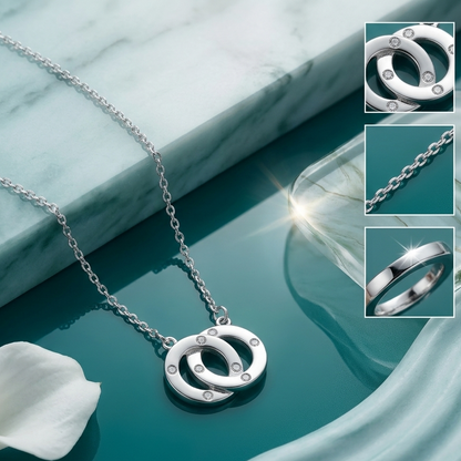925 Sterling Silver Interlocking Circle Pendant Necklace for Women | TOSHINI