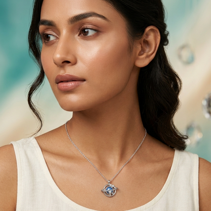 925 Sterling Silver Celestial Galaxy Planet Pendant Necklace for Women | TOSHINI