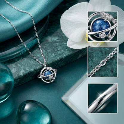 925 Sterling Silver Celestial Galaxy Planet Pendant Necklace for Women | TOSHINI
