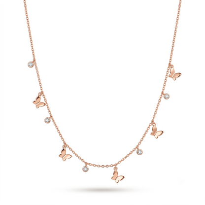 925 Sterling Silver Butterfly Charm Necklace with Crystal Accents for Women | TOSHINI