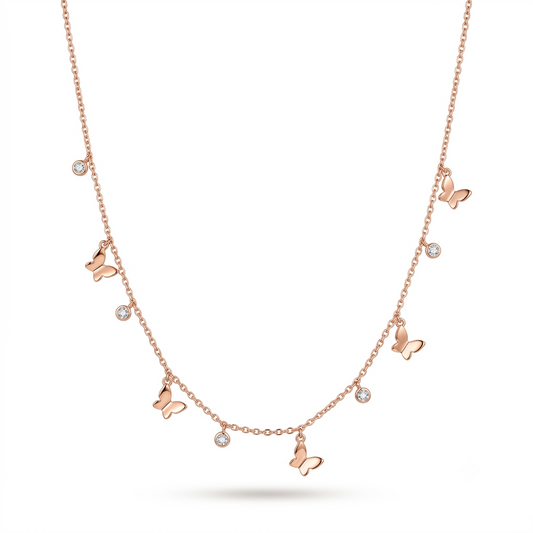 925 Sterling Silver Butterfly Charm Necklace with Crystal Accents for Women | TOSHINI