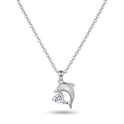 925 Sterling Silver Dolphin Heart Pendant Necklace for Women | TOSHINI