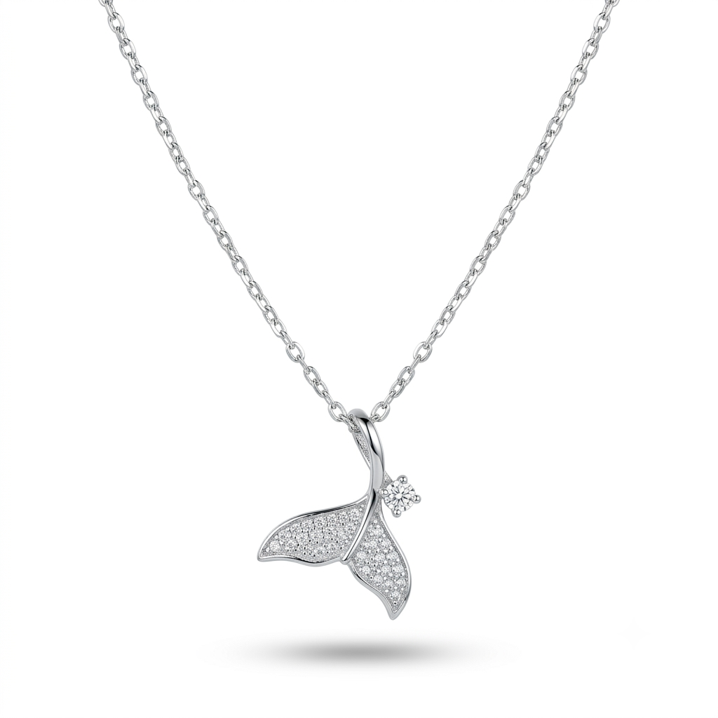 925 Sterling Silver Mermaid Tail Pendant Necklace for Women | TOSHINI