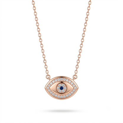 925 Sterling Silver Rose Gold Evil Eye Necklace for Women | TOSHINI