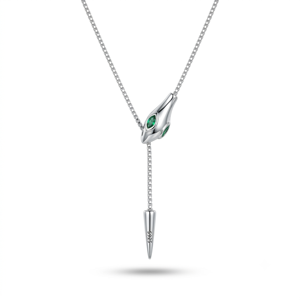 925 Sterling Silver Green Stone Adjustable Y Necklace for Women | TOSHINI