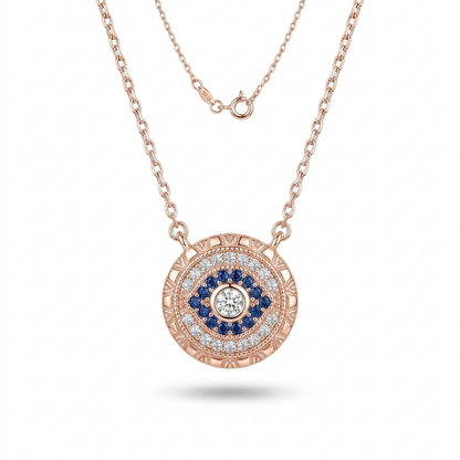 925 Sterling Silver Evil Eye Medallion Pendant Necklace for Women | TOSHINI