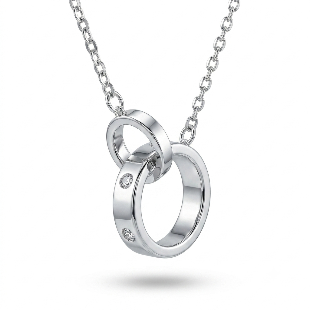 925 Sterling Silver Interlocking Circle Pendant Necklace for Women | TOSHINI