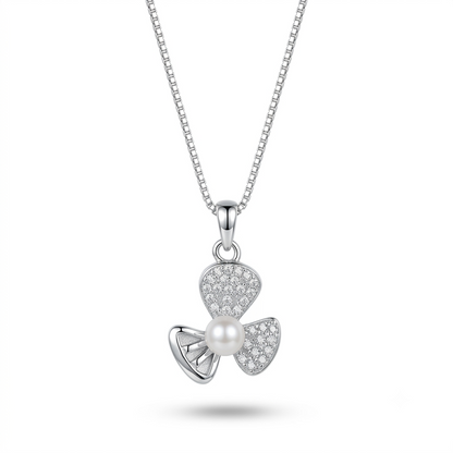925 Sterling Silver Flower Pearl Pendant Necklace for Women | TOSHINI