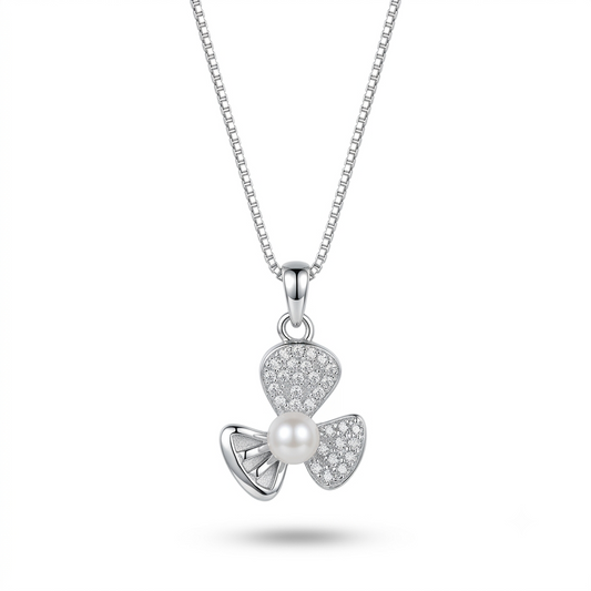 925 Sterling Silver Flower Pearl Pendant Necklace for Women | TOSHINI