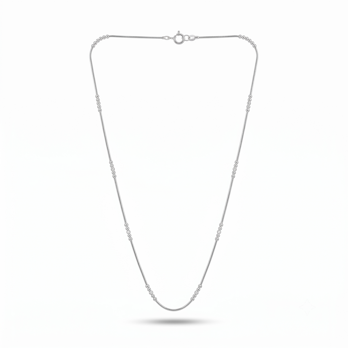 925 Sterling Silver Beaded Station Chain Necklace for Women | TOSHINI