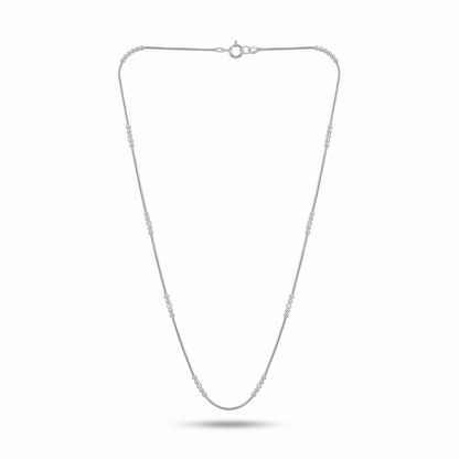 925 Sterling Silver Beaded Station Chain Necklace for Women | TOSHINI