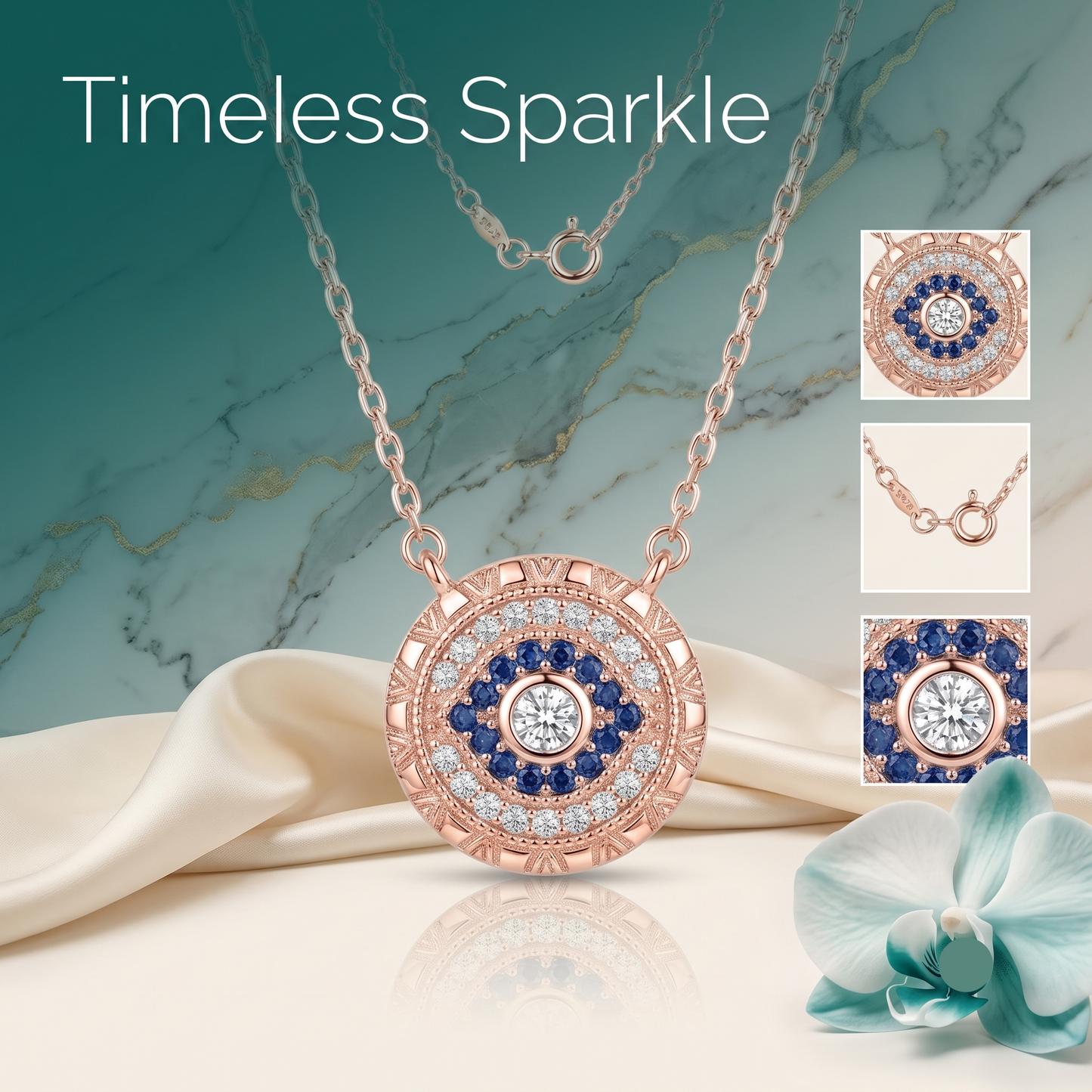 925 Sterling Silver Evil Eye Medallion Pendant Necklace for Women | TOSHINI