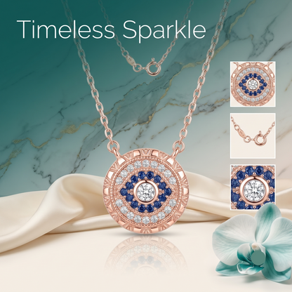 925 Sterling Silver Evil Eye Medallion Pendant Necklace for Women | TOSHINI