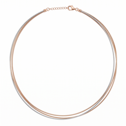 925 Sterling Silver Dual-Tone Multi-Strand Snake Chain Necklace for Women | TOSHINI