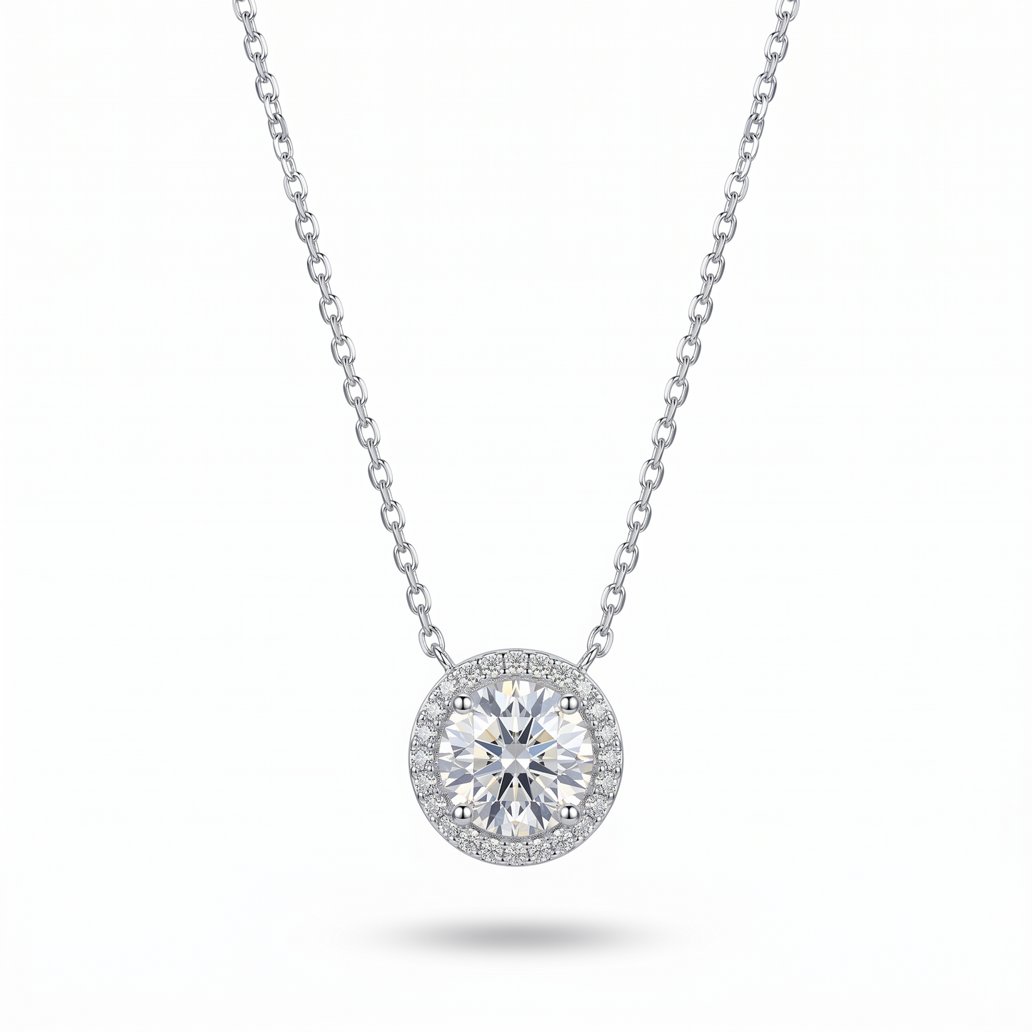 925 Sterling Silver Halo Solitaire Necklace | TOSHINI