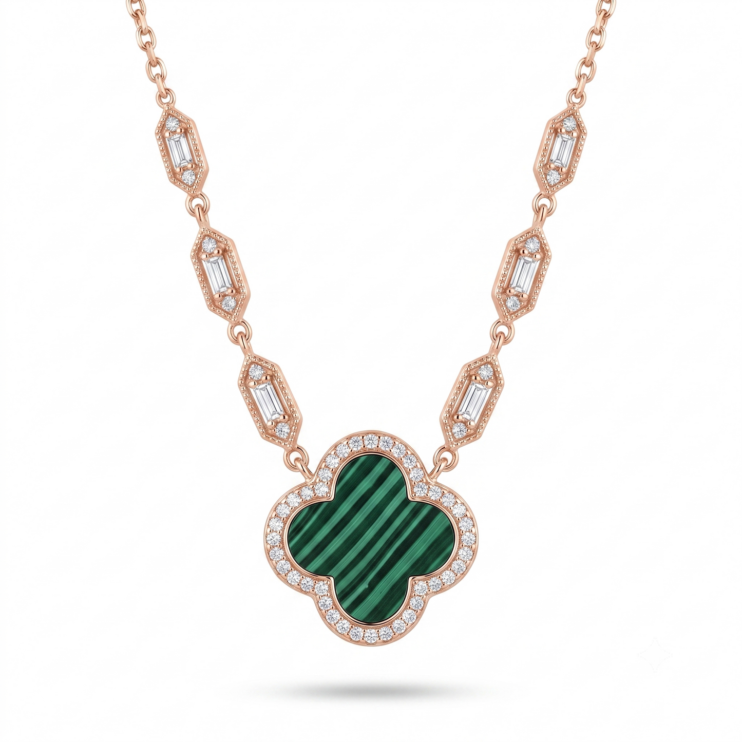 Hallmarked 925 Sterling Silver Rose Gold Clover Necklace | TOSHINI