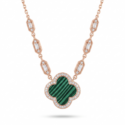 Hallmarked 925 Sterling Silver Rose Gold Clover Necklace | TOSHINI