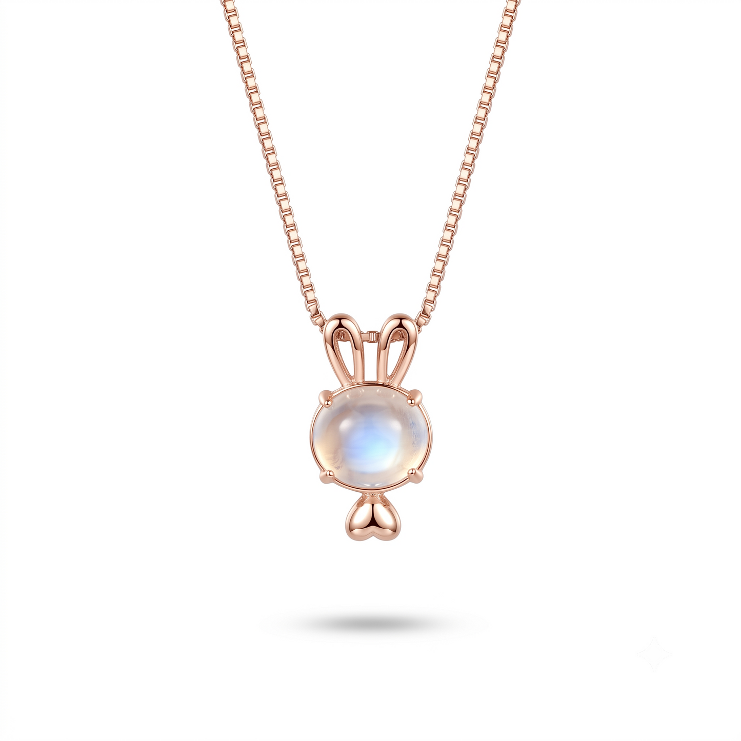 925 Sterling Silver Rose Gold Bunny Moonstone Pendant Necklace for Women | TOSHINI