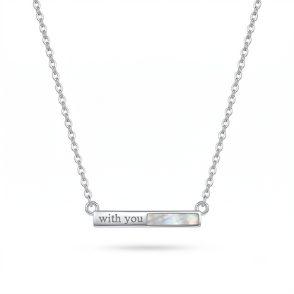925 Sterling Silver "With You" Mother of Pearl Bar Necklace for Women