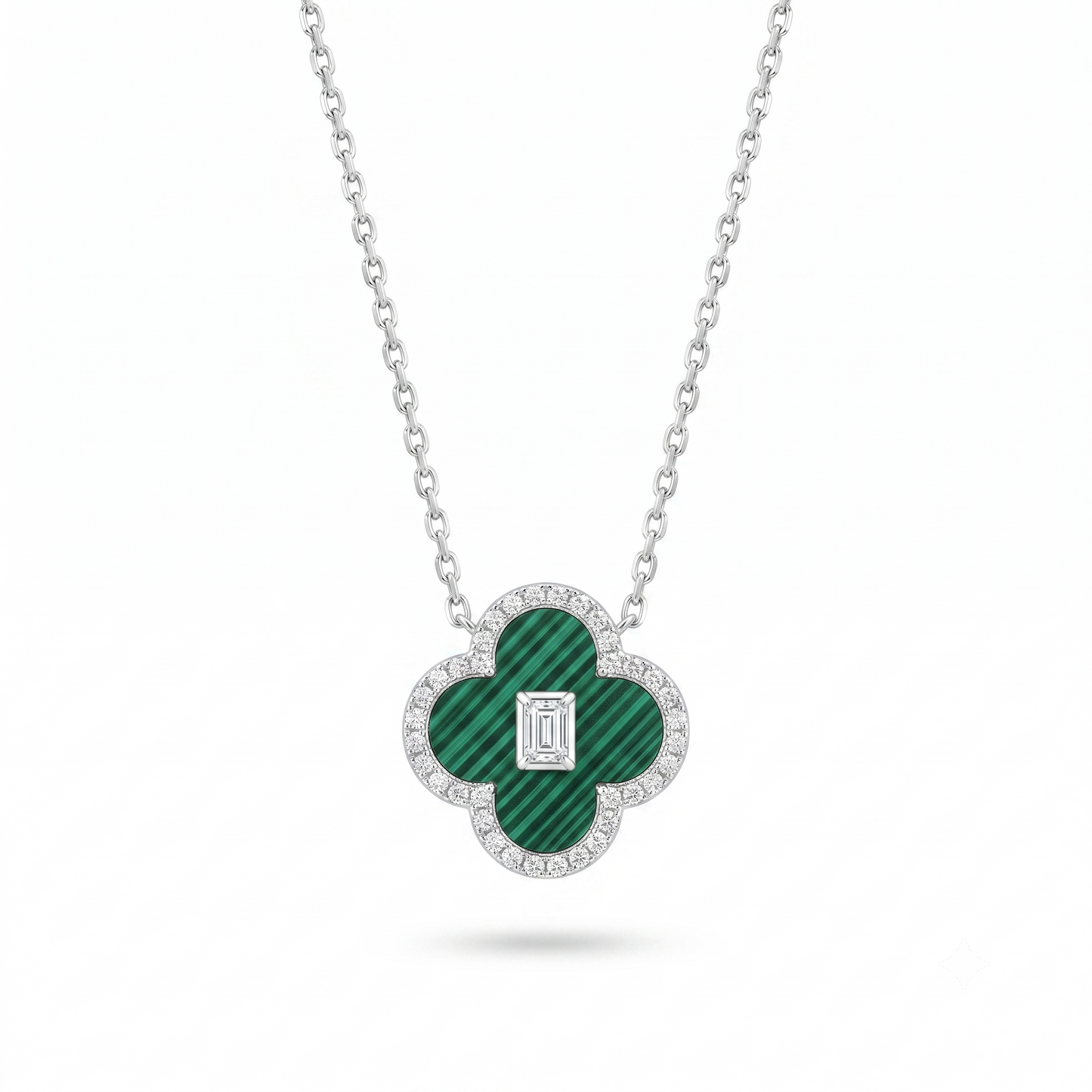 925 Sterling Silver Green Clover Pendant Necklace | TOSHINI
