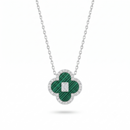 925 Sterling Silver Green Clover Pendant Necklace | TOSHINI