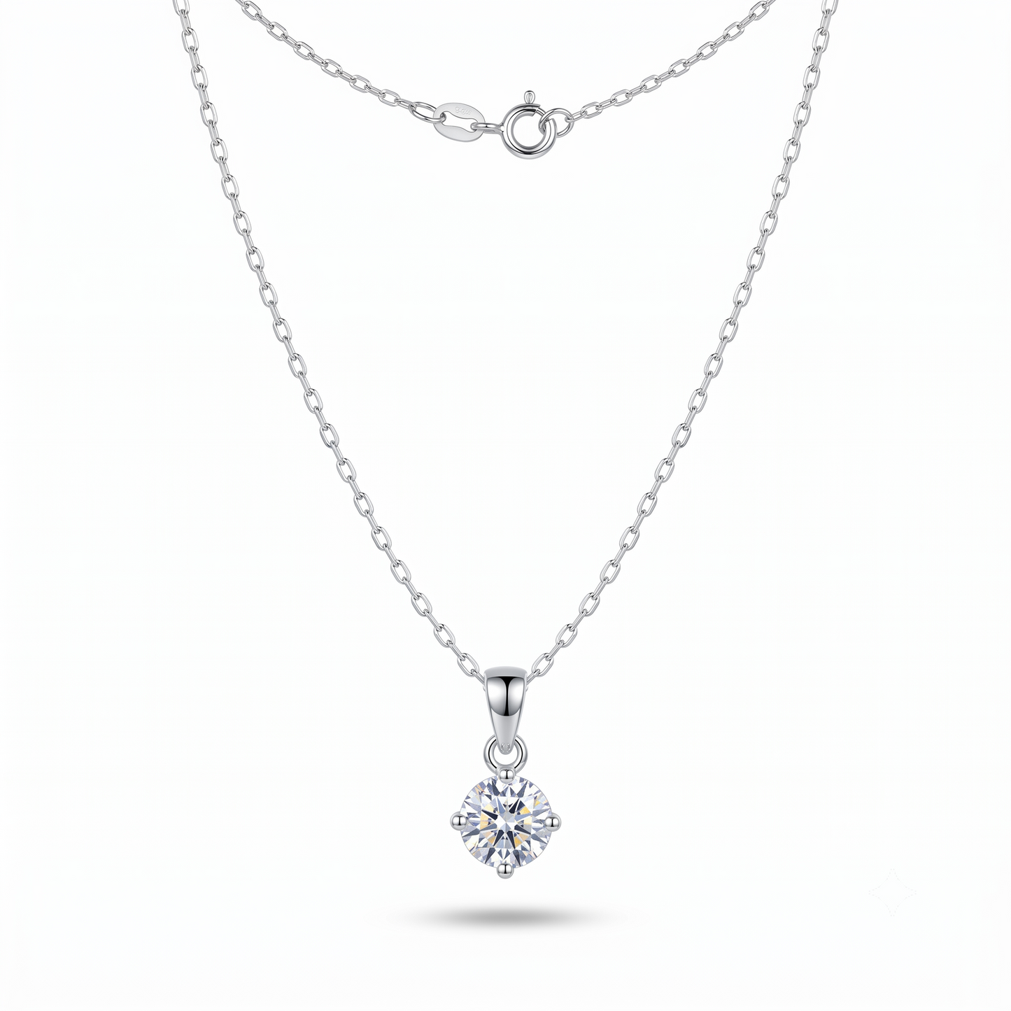 925 Sterling Silver Classic Solitaire Small Pendant Gram Necklace for Women | TOSHINI