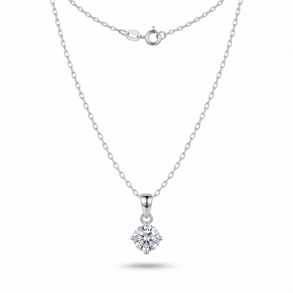 925 Sterling Silver Classic Solitaire Small Pendant Gram Necklace for Women | TOSHINI