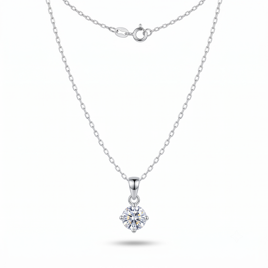 925 Sterling Silver Classic Solitaire Small Pendant Gram Necklace for Women | TOSHINI