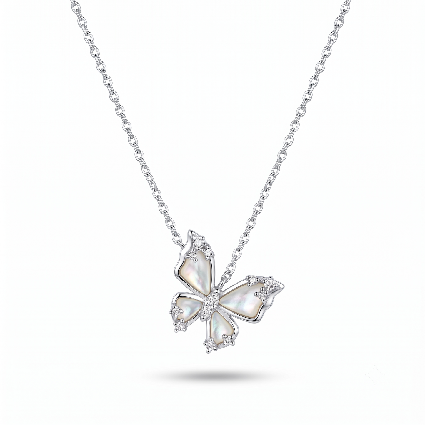 925 Sterling Silver Mother of Pearl Butterfly Pendant Necklace for Women | TOSHINI