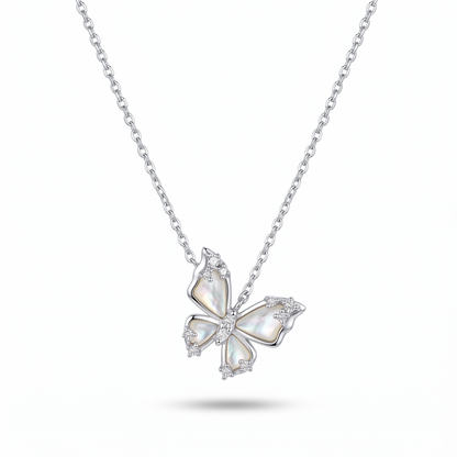 925 Sterling Silver Mother of Pearl Butterfly Pendant Necklace for Women | TOSHINI