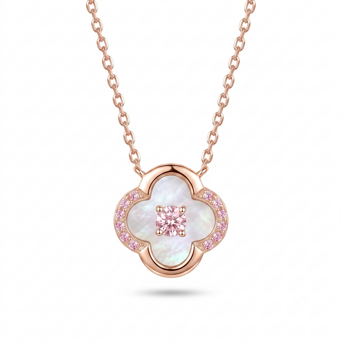 925 Sterling Silver Rose Gold Floral Mother of Pearl Pendant Necklace for Women | TOSHINI