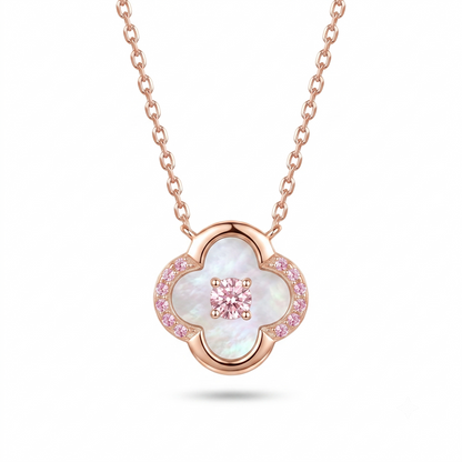 925 Sterling Silver Rose Gold Floral Mother of Pearl Pendant Necklace for Women | TOSHINI