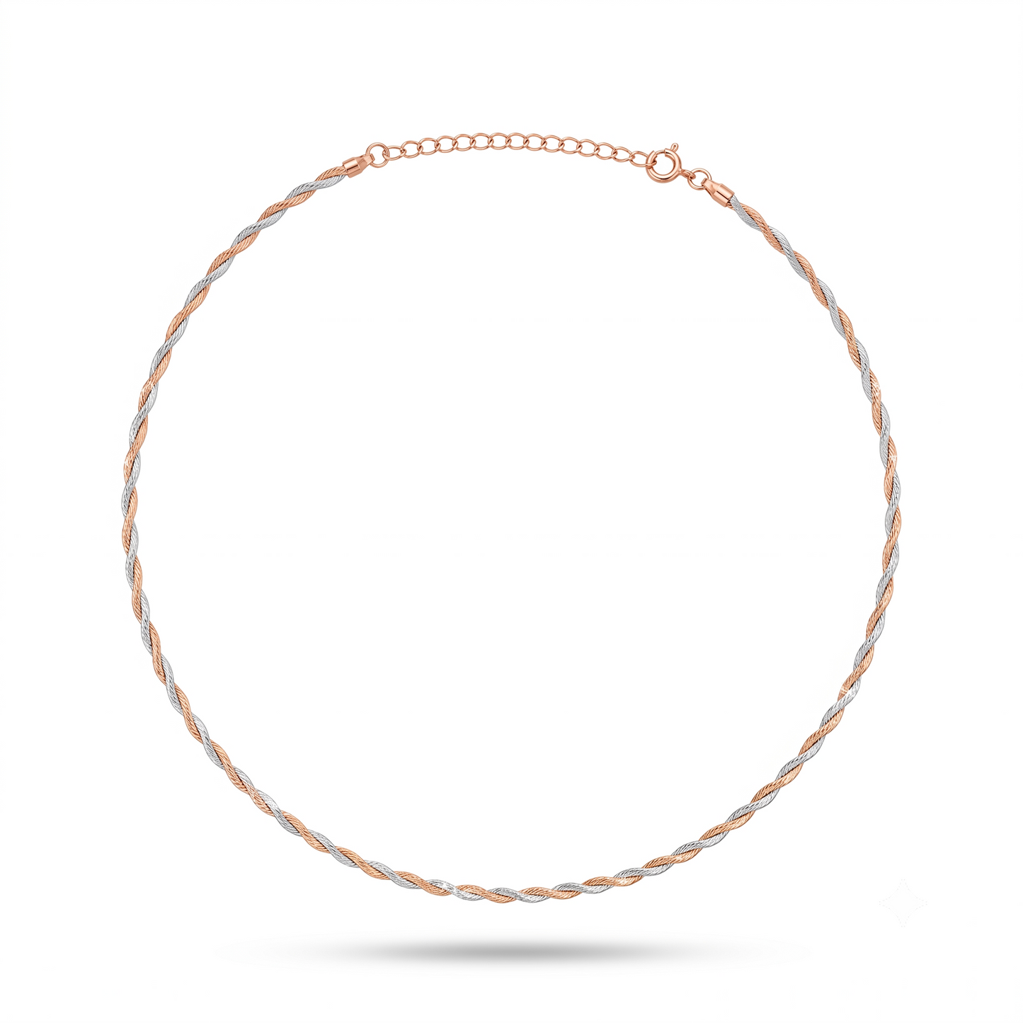 925 Sterling Silver Twisted Two Tone Rope Chain Necklace for Women | TOSHINI