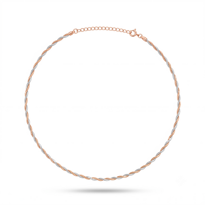 925 Sterling Silver Twisted Two Tone Rope Chain Necklace for Women | TOSHINI