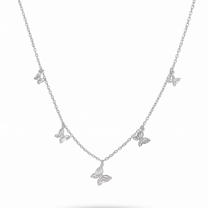 925 Sterling Silver Butterfly Charm Station Necklace for Women | TOSHINI