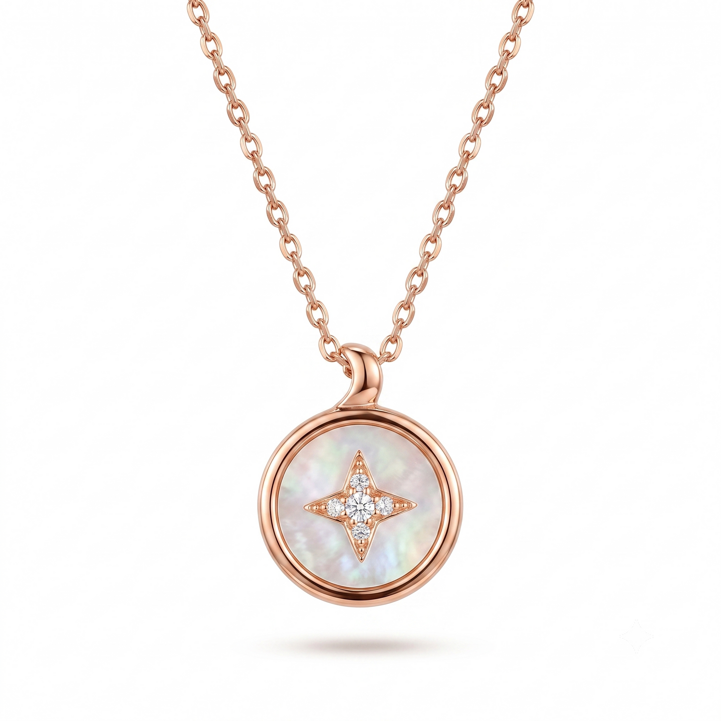 Hallmarked 925 Sterling Silver Rose Gold Celestial Star Disc Pendant Necklace for Women | TOSHINI