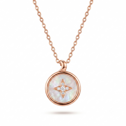 Hallmarked 925 Sterling Silver Rose Gold Celestial Star Disc Pendant Necklace for Women | TOSHINI